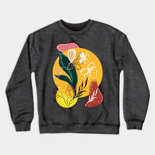 Abstraction. Yellow circle, green leaf. Crewneck Sweatshirt